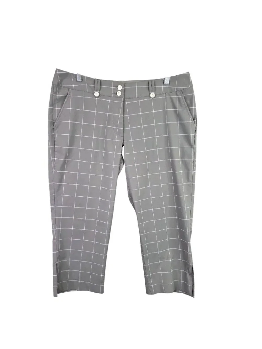 Womens Nike Golf Gray Plaid Dri-FIT Capri Pants Polyester Blend Stretch Size 12